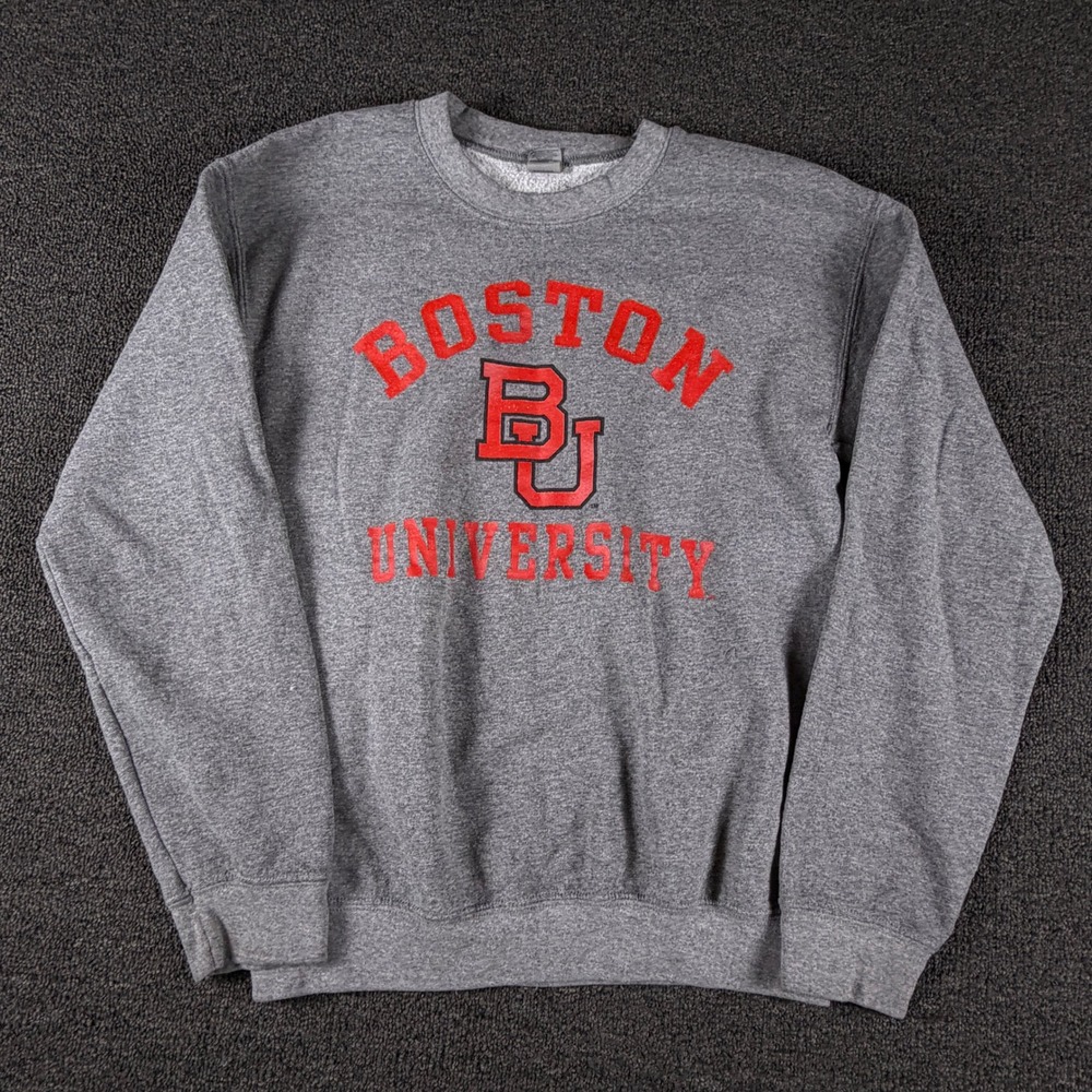 Boston University Sweatshirt Small Gray NCAA College Gildan Heavy Blend EUC